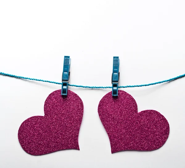 Valentijnsdag papier harten — Stockfoto