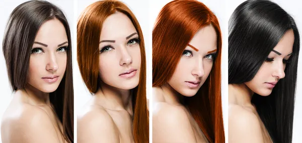 Portraits of a Beautiful Woman with Healthy Long Hair Stock Picture