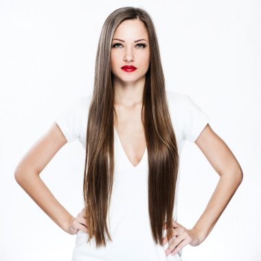 sağlıklı uzun saçlı güzel kadın