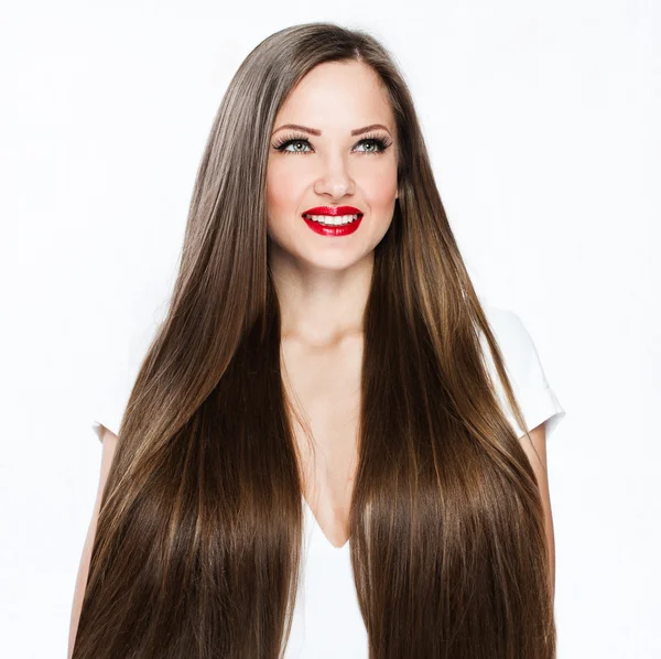 Beautiful woman with healthy long hair — Stock Photo, Image