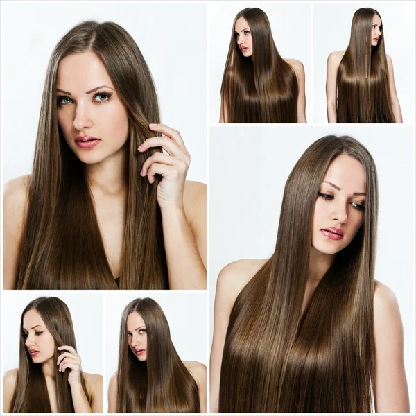 Divat frizura kollázs — Stock Fotó