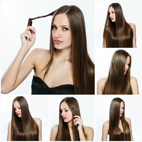 Divat frizura kollázs — Stock Fotó