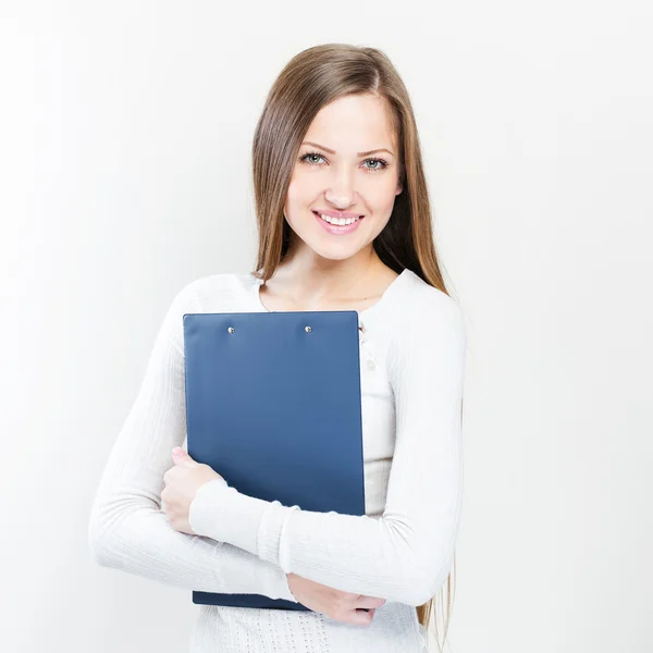 Business woman with folder — Stock Photo, Image