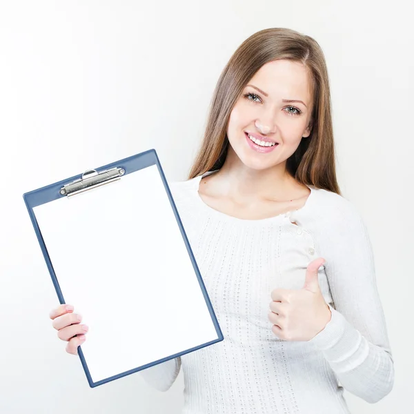 Zakenvrouw met map — Stockfoto