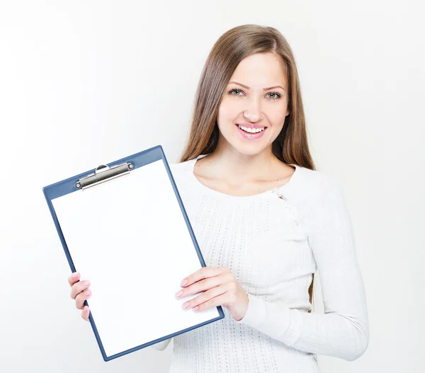 Business woman with folder — Stock Photo, Image