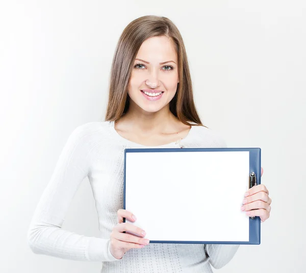 Business woman with folder — Stock Photo, Image