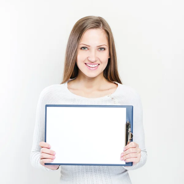 Zakenvrouw met map — Stockfoto