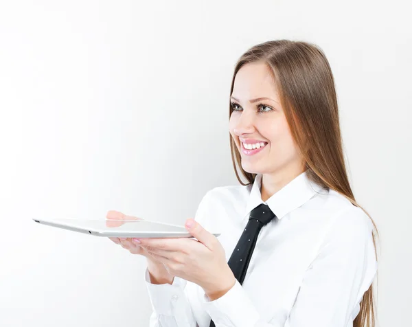 Mujer de negocios usando tableta — Foto de Stock