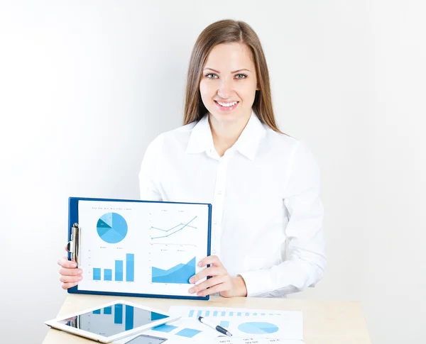 Business woman with folder — Stock Photo, Image