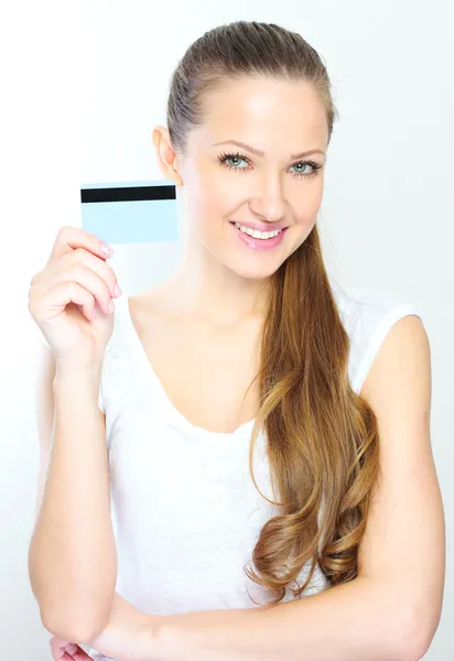 Mujer de negocios con tarjeta de crédito — Foto de Stock