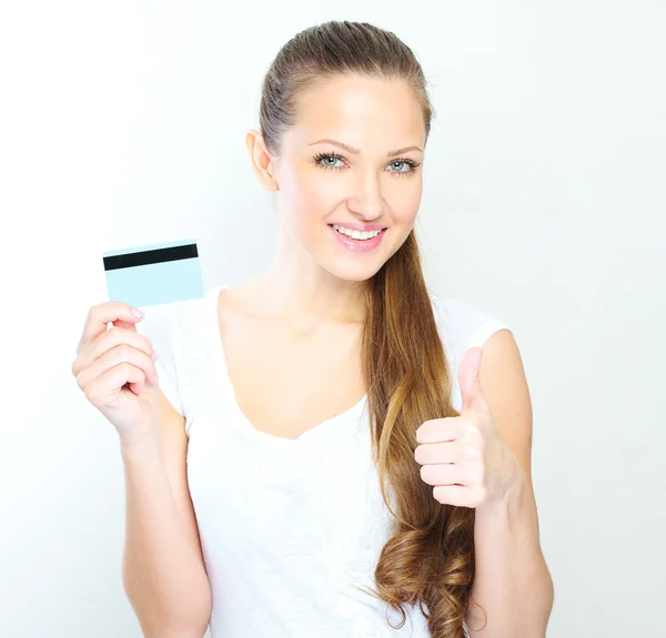 Mujer de negocios con tarjeta de crédito — Foto de Stock