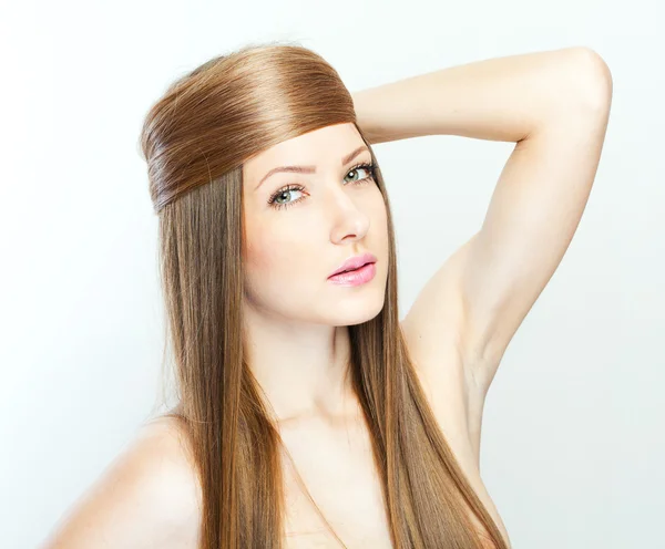 Beautiful Brunette Girl. Healthy Long Hair — Stock Photo, Image