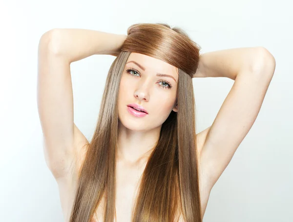 Beautiful Brunette Girl. Healthy Long Hair — Stock Photo, Image