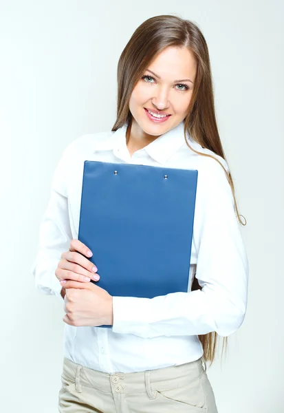 Vrouw bedrijf handelspapieren — Stockfoto