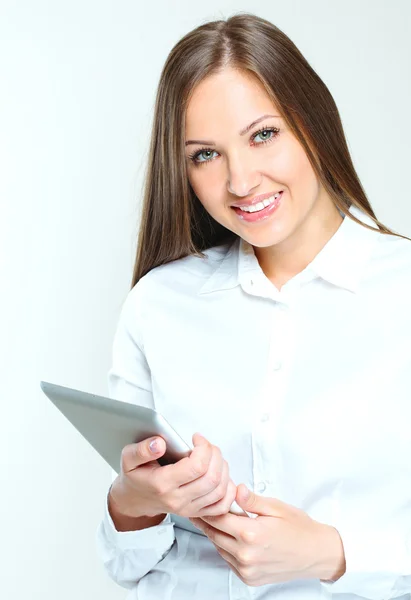 Mujer de negocios usando tableta PC — Foto de Stock