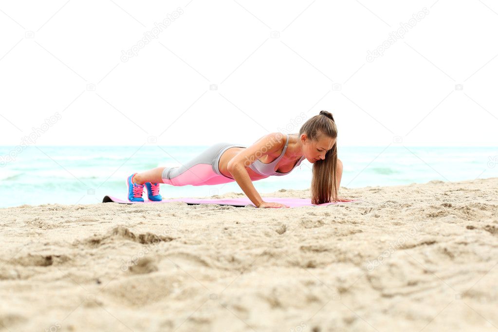 Fitness instructor making exercise