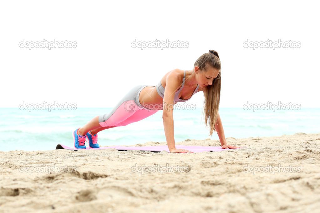 Fitness instructor making exercise