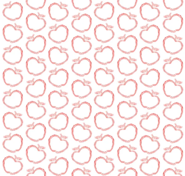 Seamless red apple print pattern on white — Stock Photo, Image