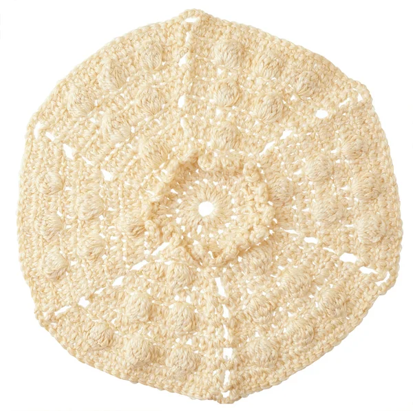 Fait main crochet rond motif isolé sur blanc — Photo