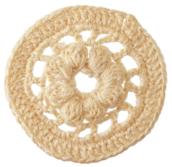 Fait main crochet rond motif isolé sur blanc — Photo