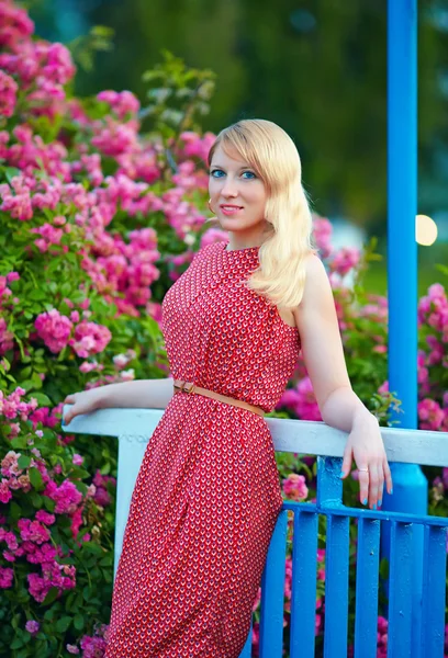 Bella dama elegante, florece al aire libre —  Fotos de Stock