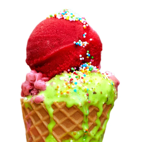 Tasty colorful melting ice cream isolated — Stock Photo, Image