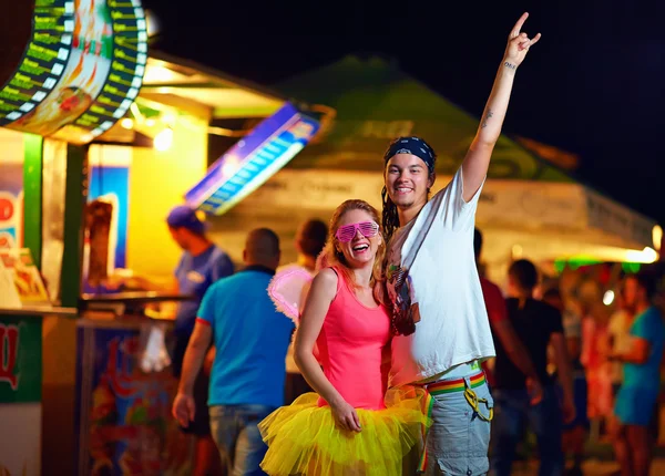 Freak people having fun on music festival. youth culture — Stock Photo, Image