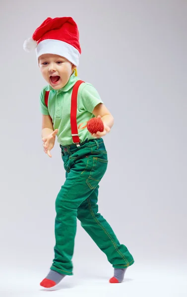 Cute santa's helper on white — Stock Photo, Image