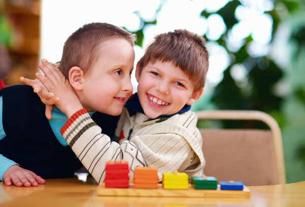 happy kids with disabilities in preschool