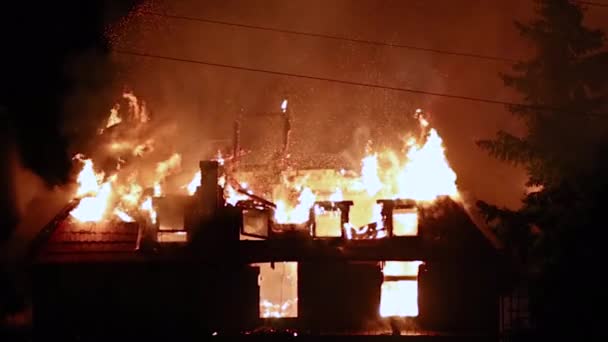 Edifício Está Chamas Noite Cidade — Vídeo de Stock