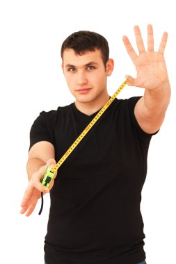 Tamirci mesuare bant cetvel izole gösterir