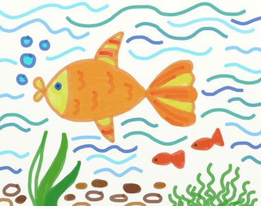 çocuğun çizim deniz