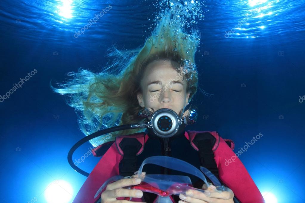 Portrait Of Female Scuba Diver Stock Photo By C Aquanaut Portrait Of Female Scuba Diver Stock Photo By C Aquanaut