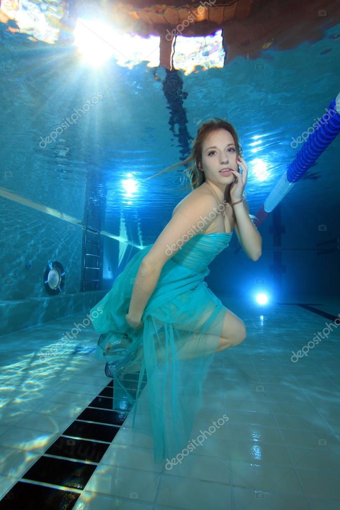 Woman with dress underwater — Stock Photo © aquanaut #47203919