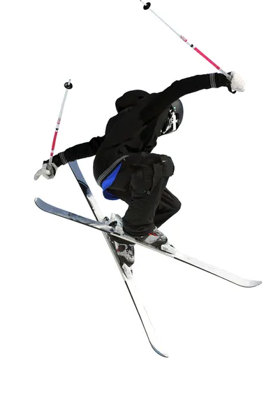 Saltador de esquí en blanco y negro Imágenes de stock libres de derechos