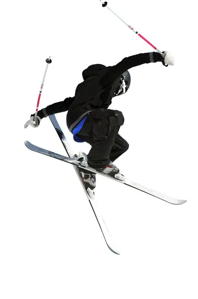 Saltador de esqui em preto e branco — Fotografia de Stock