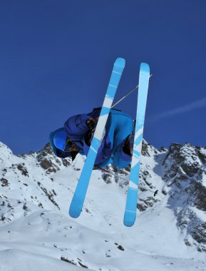 Blue ski jumper clipart