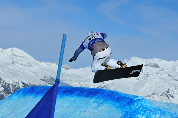 Fabio Caduff Snowboard Cross finals. — Stock Photo, Image