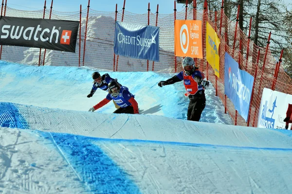Copa del mundo de snowboard cruzado 2010: Maltais y Olafsen — Foto de Stock