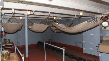 Berths in the forecastle aboard the cruiser 