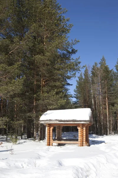 Gazebo en el bosque de invierno —  Fotos de Stock