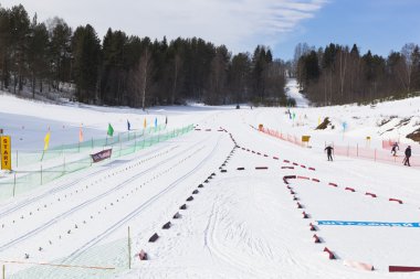Biatlon izlemek Köyü smetanino, verhovazhskogo district, vologda region, Rusya Federasyonu. Eğitim kayakçılar ve biathloncunun Merkezi