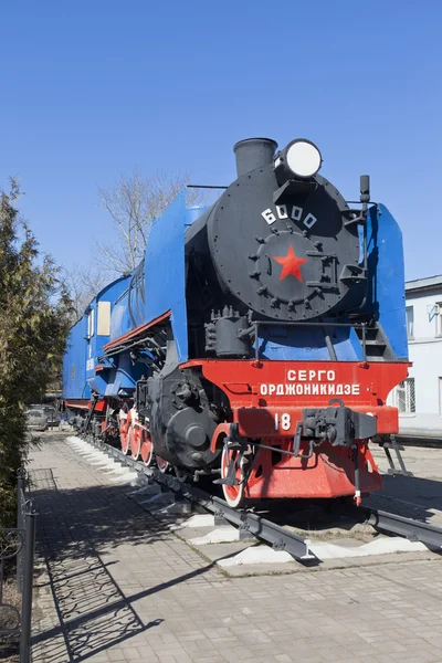 Dampflokomotive Sergo Ordzhonikidze at locomotive depot in Vologda, Russia — Stock Photo, Image