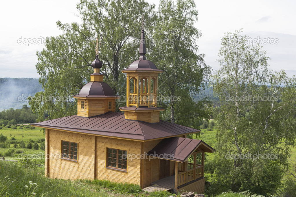 Newly built chapel of Our Lady of the Assumption in a village Markov, Verhovazhskogo district, Vologda region, Russia