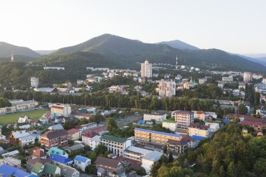 akşam görünümünden dönme dolap üzerinde yerleşim lasarevskoye, sochi, Rusya Federasyonu