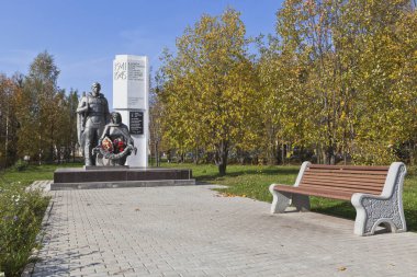 Totma, Vologda bölgesi, Rusya - 24 Eylül 2020: Totma, Vologda bölgesinde Büyük Vatanseverlik Savaşı kahramanlarının anıtı