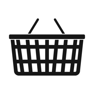 Sepet ve tabela izole edilmiş. Sepet ve plastik stok vektör illüstrasyonunun web ögesi.