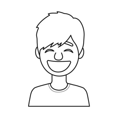 Erkeğin vektör tasarımı ve kahkaha sembolü. Bir grup erkek ve duygu vektörü çizimi.