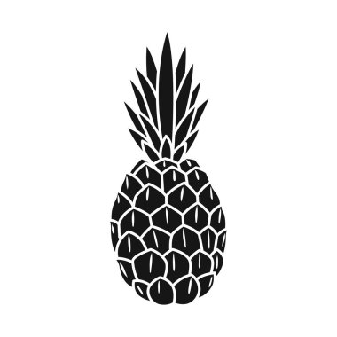 Ananas ve vitamin logosu izole edilmiş. Stok için ananas ve tropikal vektör simgesinin web ögesi.