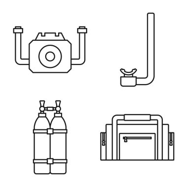 Yüzme ve güvenlik ikonunun vektör tasarımı. Yüzme ve şnorkelli hisse senedi temsili koleksiyonu.